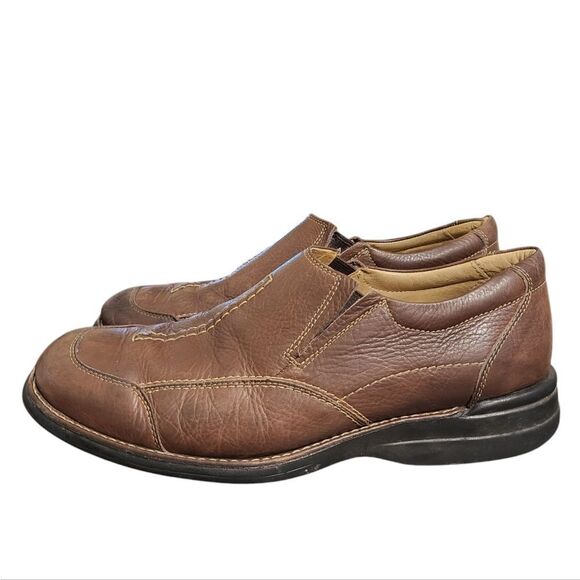 Johnston & Murphy Pebble Leather Slip On Brown Loafers Shoes 20-7468 Sz 10M - Picture 3 of 9